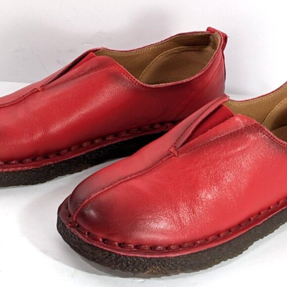BoNaVi Leather Slip On Comfort Shoes Burnished Red Womens Size 40 (US 8.5) - Picture 2 of 11